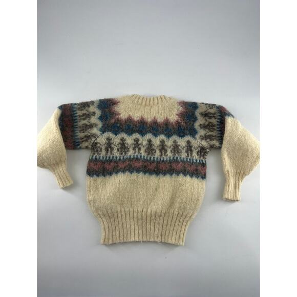 Vintage Alafoss Sweater Kids Girls Wool Long Sleeve Youth Size 4 Cream Warm - Picture 7 of 8